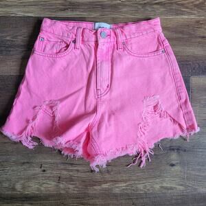 Urban Outfitters BDG Hot Neon Pink A-Line Shorts Size 24/0 Denim Women